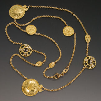 Necklace made from pieces supplied, 18KY, 1.6mm cable chain, 21.5" total length