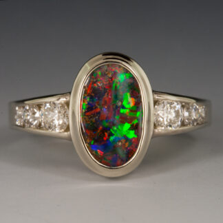 Boulder Opal Ring with Diamonds