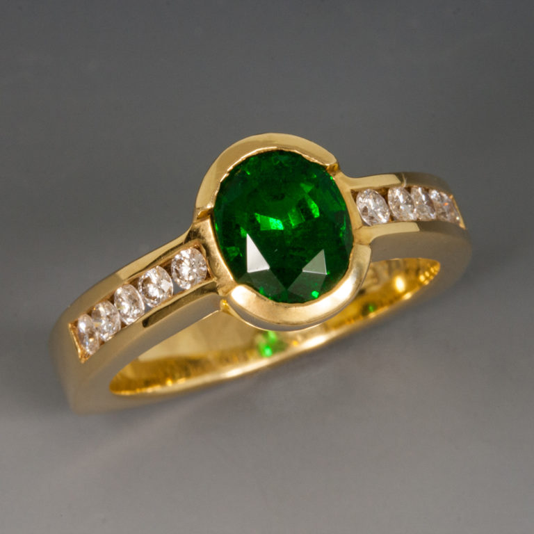 Ring, Tsavorite Garnet, Diamonds, 18KY