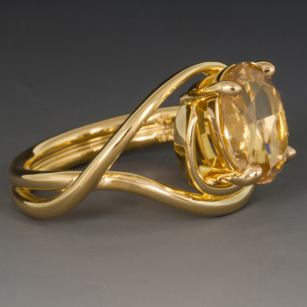 11.40 Carat Yellow Zircon and Diamond Art Deco Ring