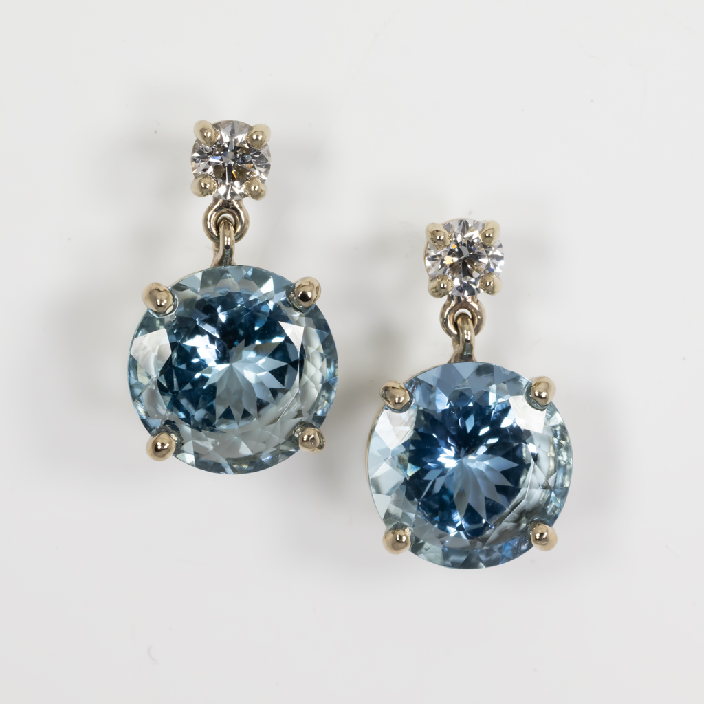 Aquamarine and Diamond Earrings