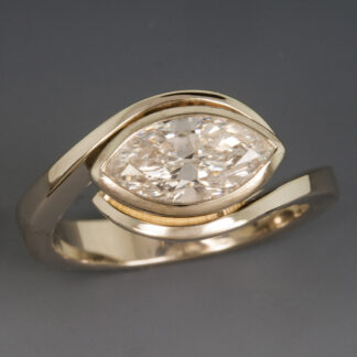 Ring, "Wrap Ring" with Marquis Diamond, 14KW