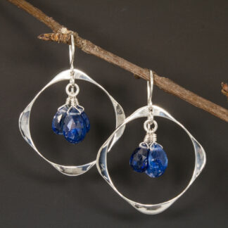 Kyanite Square Hoops, Sterling Silver