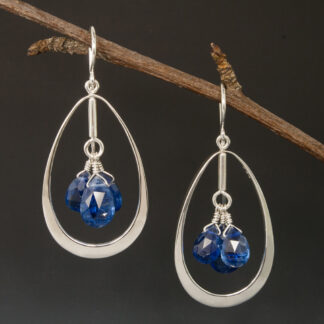 Kyanite Oval Hoops, Sterling Silver