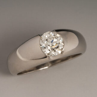 Ring, OEC Diamond, Signet Style, Gypsy Setting, Platinum