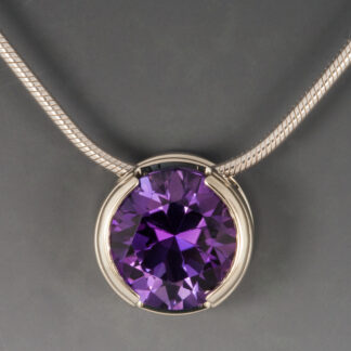 Pendant, Zambian Amethyst Slide, 14KW