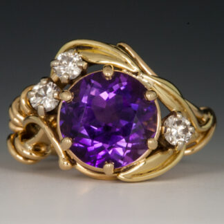 Amethyst Floral Ring with Diamonds