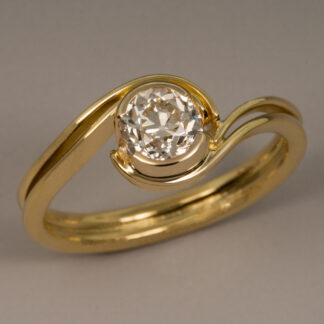 Ring, Double forged wire with OEC Diamond, 18KY