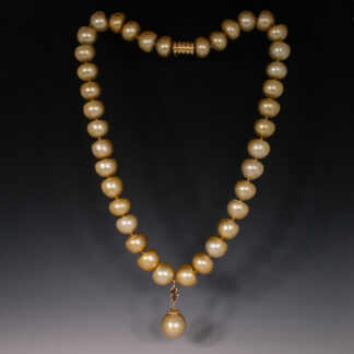 Golden South Sea Pearls with Cognac Diamond and Pearl Drop