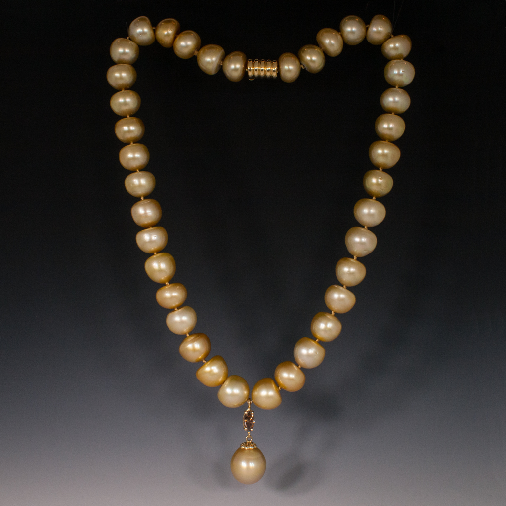 Semi Precious Golden Shell Pearl Necklace – Sanvi Jewels
