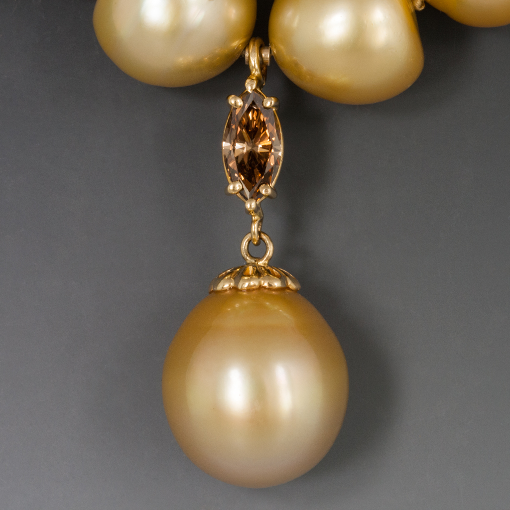 Grey Baroque South Sea Pearl Strand with 18k gold and Tourmaline Clasp —  SUSAN McDONOUGH JEWELRY Handmade Fine Jewelry