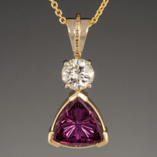 Pendant, Mahenge Garnet, Diamond, 18KY, 14KW