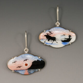 Earrings, Enameled Vintage, Sterling Silver
