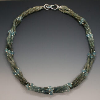 Necklace, Moss Aquamarine, Aquamarine, SS
