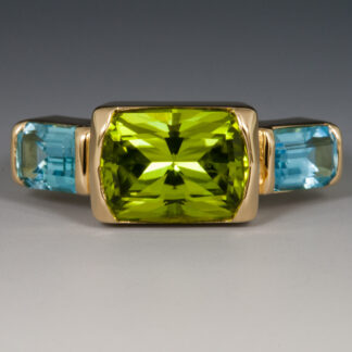 Ring, Peridot, 2.64ct. Aquamarine, 18KY