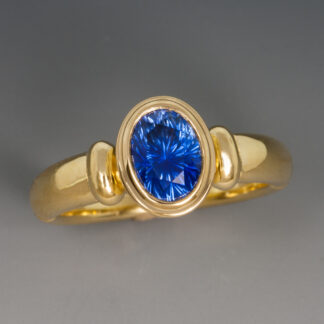 Ring, Concave Cut Burmese Sapphire, 18KY
