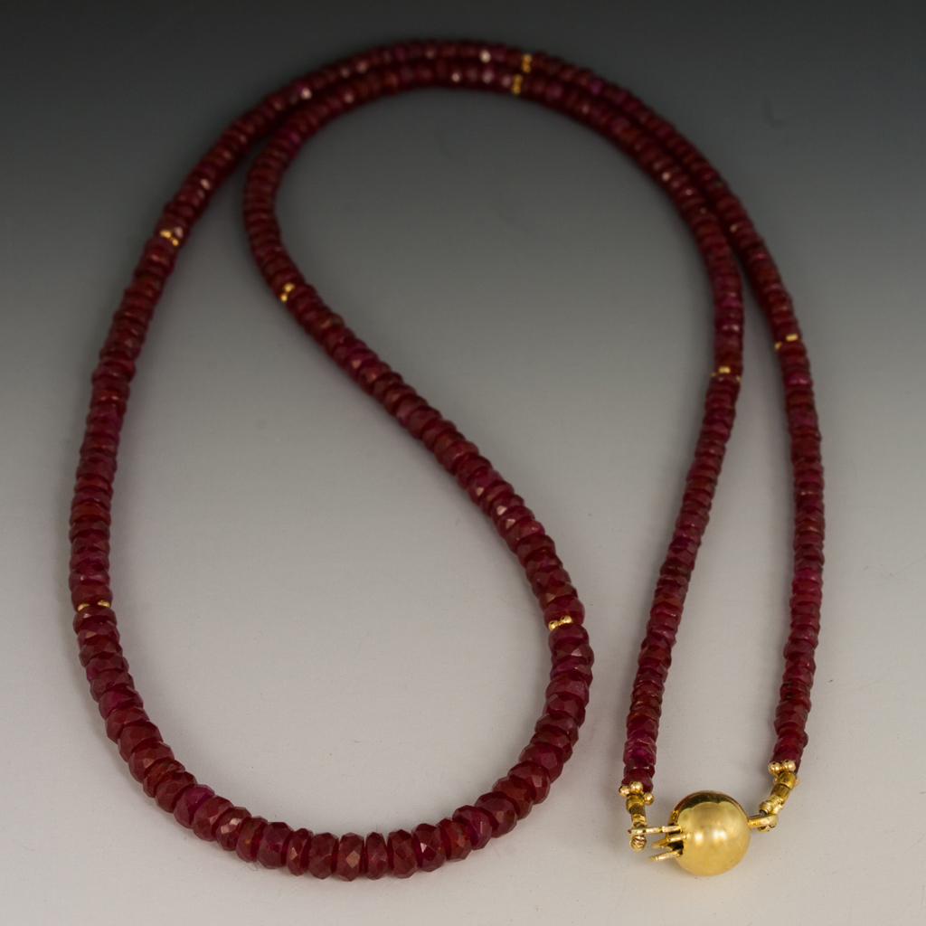  Gems-World Jewelry 8 Lines Natural Corundum Dyed Ruby Rondelle  Faceted Beads Multi Layered Necklace-Ruby Necklace, 3-4.75 mm: Clothing,  Shoes & Jewelry