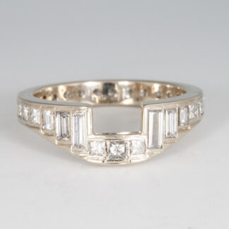 Ring, Diamond band to fit engagement ring, 14KW, sz 5.25. 1.04ctw FG/VS Baguettes & Princess