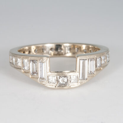 Ring, Diamond band to fit engagement ring, 14KW, sz 5.25. 1.04ctw FG/VS Baguettes & Princess