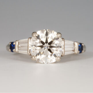 Diamond and Sapphire Engagement Ring 14KW size 6