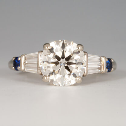 Diamond and Sapphire Engagement Ring 14KW size 6