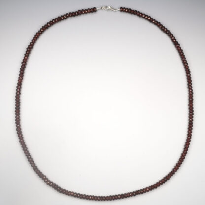 Faceted Rondells Garnet Necklace, 6mm, 27", SS