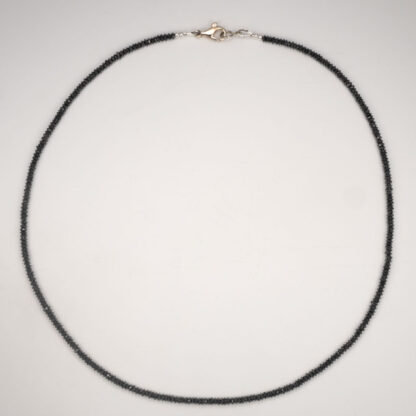 Necklace Black Diamonds 2.5mm Faceted Roundel 14KW 16" 23.02ctw