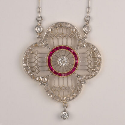 Necklace, Diamond, Ruby, Platinum, 1920's, 19"