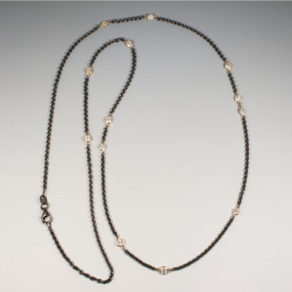 Necklace, Ox SS 2.2mm cable chain with 13 bezel set diamonds (supplied) 28.5"