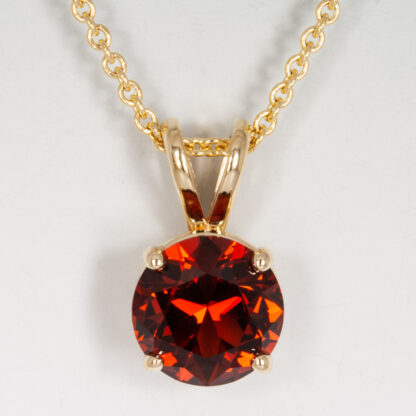 Pendant, Umba Garnet 8mm 2.31ct RBC (Tanzania) 14KY, 20" Adjustable chain 1.3mm 14KY