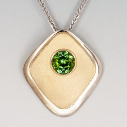 Pendant, Green Tourmaline (Afghanistan) .95ct. 6mm, 18KY&W