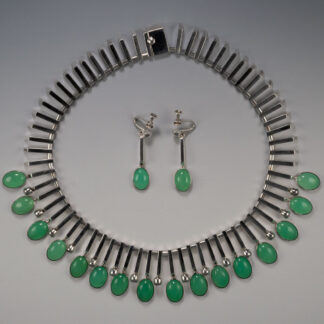 Necklace, Sanborns Sterling Silver and Chalcedony Collar with Screw-back Earrings