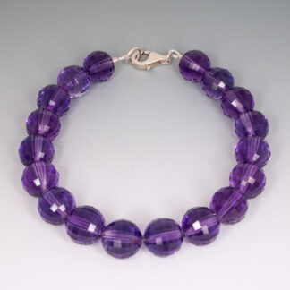 Bracelet, Amethyst 10 mm SS Lobster Clasp 8"