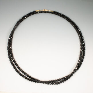 Necklace, Black Spinel 3.5mm faceted 14KY, 31"