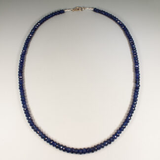 Necklace, Sapphires 5-6mm faceted, 14KW clasp, 18"