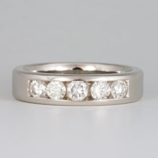 Ring, (5) Diamonds supplied, 3.3mm .70ctw, 5mm 14KW, sz. 7.5