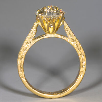 Engagement Ring, Engraved 18KY, OEC Diamond - Image 3