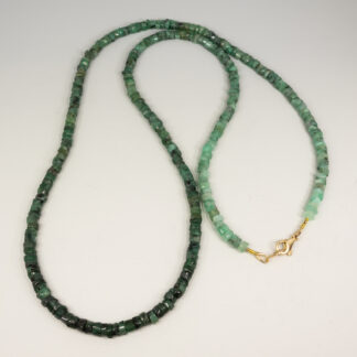 Necklace, Emerald Tubes 5x3mm, 14KY Lobster Clasp, 26"