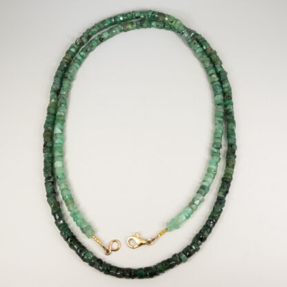 Emerald Tube Necklace with 14KY Lobster Clasp 26" - Image 2