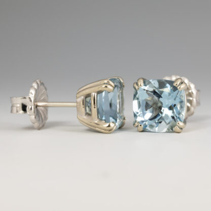 Aquamarine Cushion Ear Studs - Image 2
