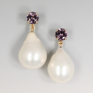 Large White FWP Baroque Drop Earring Jackets in 14KY