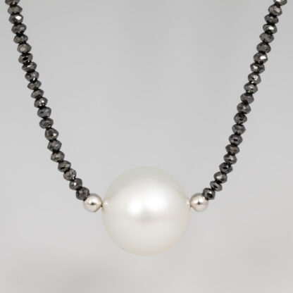 Diamond and Pearl Necklace with 14KW - Image 2