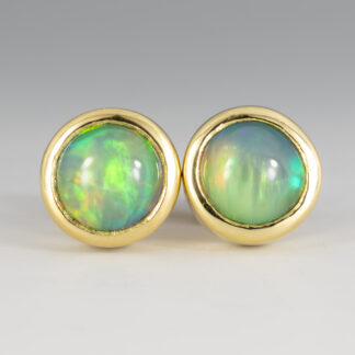 Ear studs, Ethiopian Opal, 7mm, 18KY