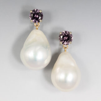 Earring Jackets, Large White Baroque Pearl Drops, 14KY