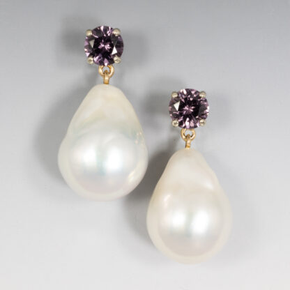 Earring Jackets, Large White Baroque Pearl Drops, 14KY