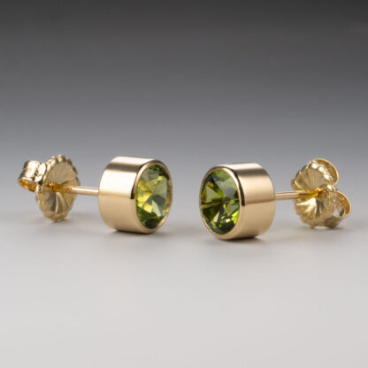 Peridot Ear Studs in 18KY - Image 3