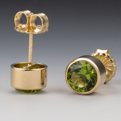 Peridot Ear Studs in 18KY - Image 4