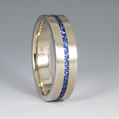 Wedding band with Channel set Sapphires - Image 2