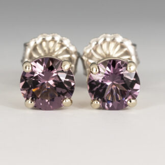 Ear Studs, Purple Spinel 6mm 1.74ctw, 14KW