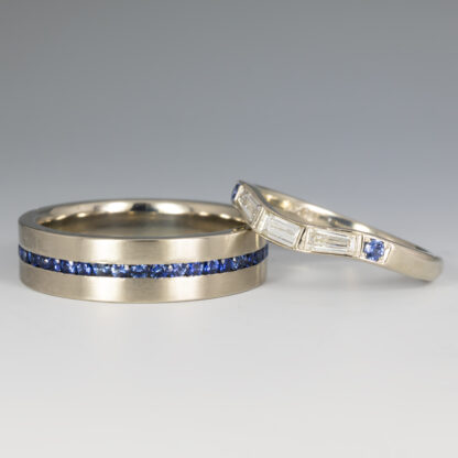 Wedding band with Channel set Sapphires - Image 3